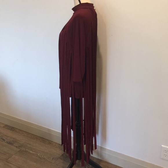 Touch Me burgundy red tassel  shirt 3/4 sleeves back closure SZ 1X - Picture 6 of 11